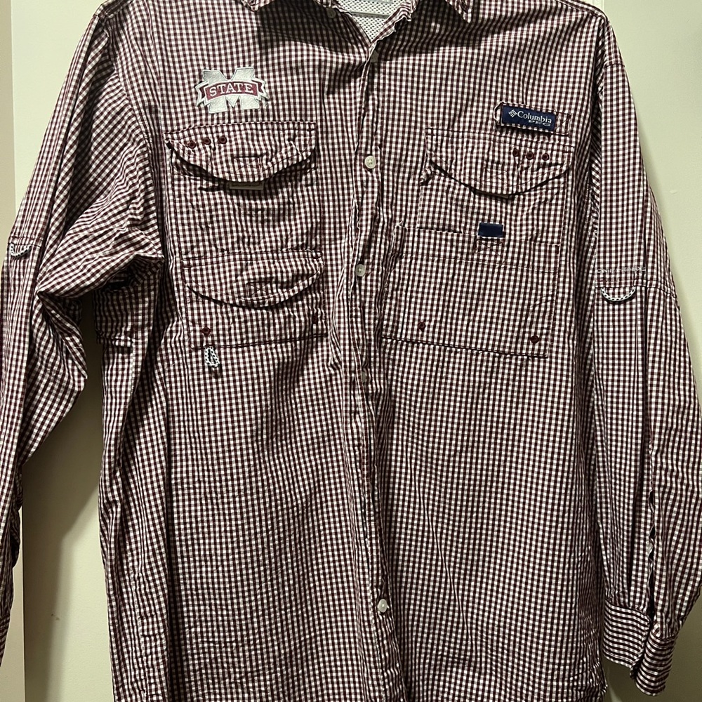 Columbia Brown Checkered Long Sleeve Shirt